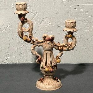 VTG Lenwile Ardalt Art Ware Japan numbered duo candlestick Passion Flower Fruit